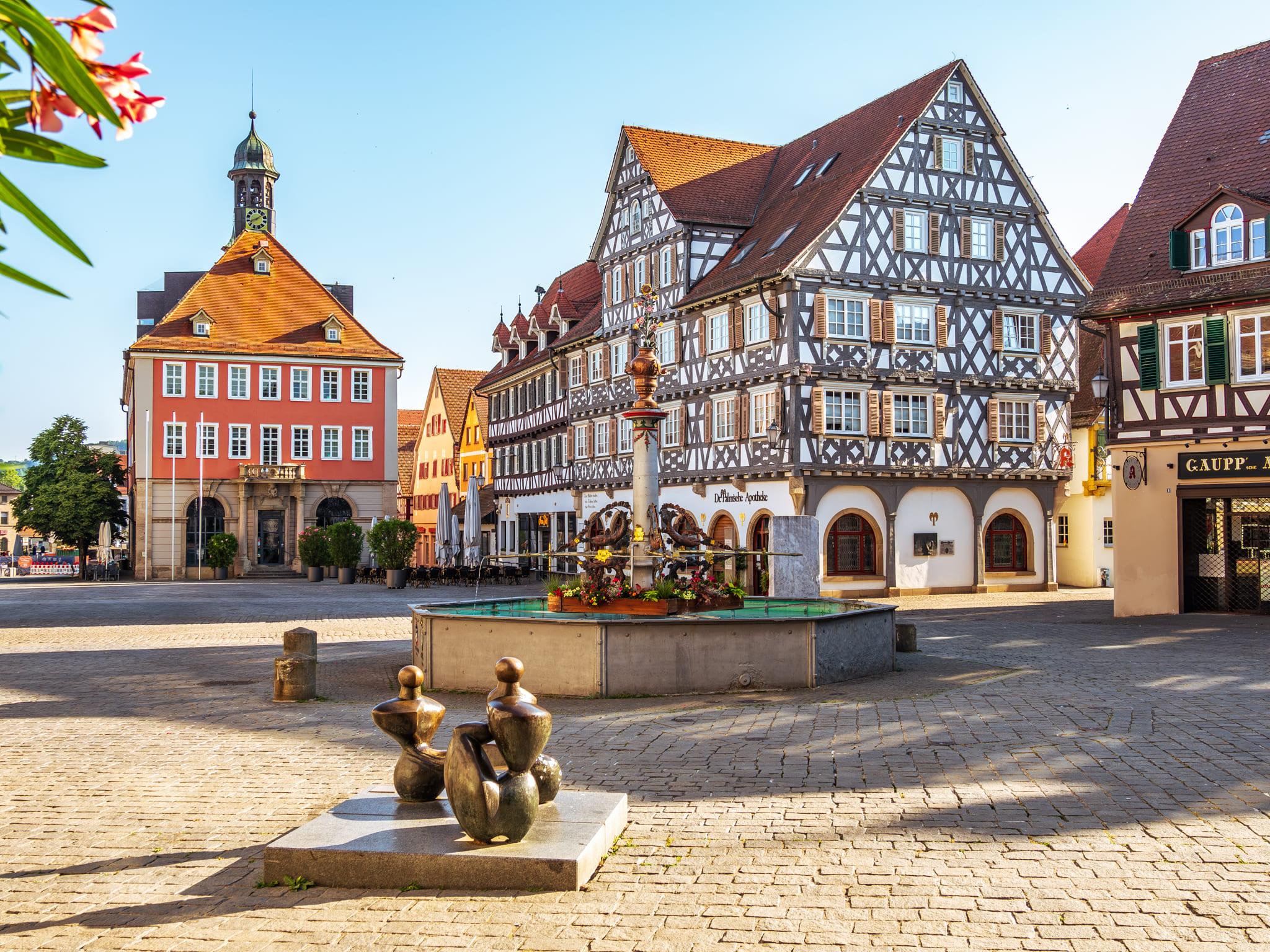Schorndorfer Marktplatz mit Fachwerk